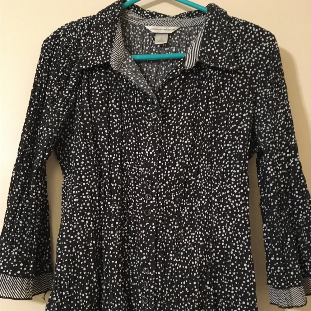 Women’s black&white cotton button down. 3/4 sleeve